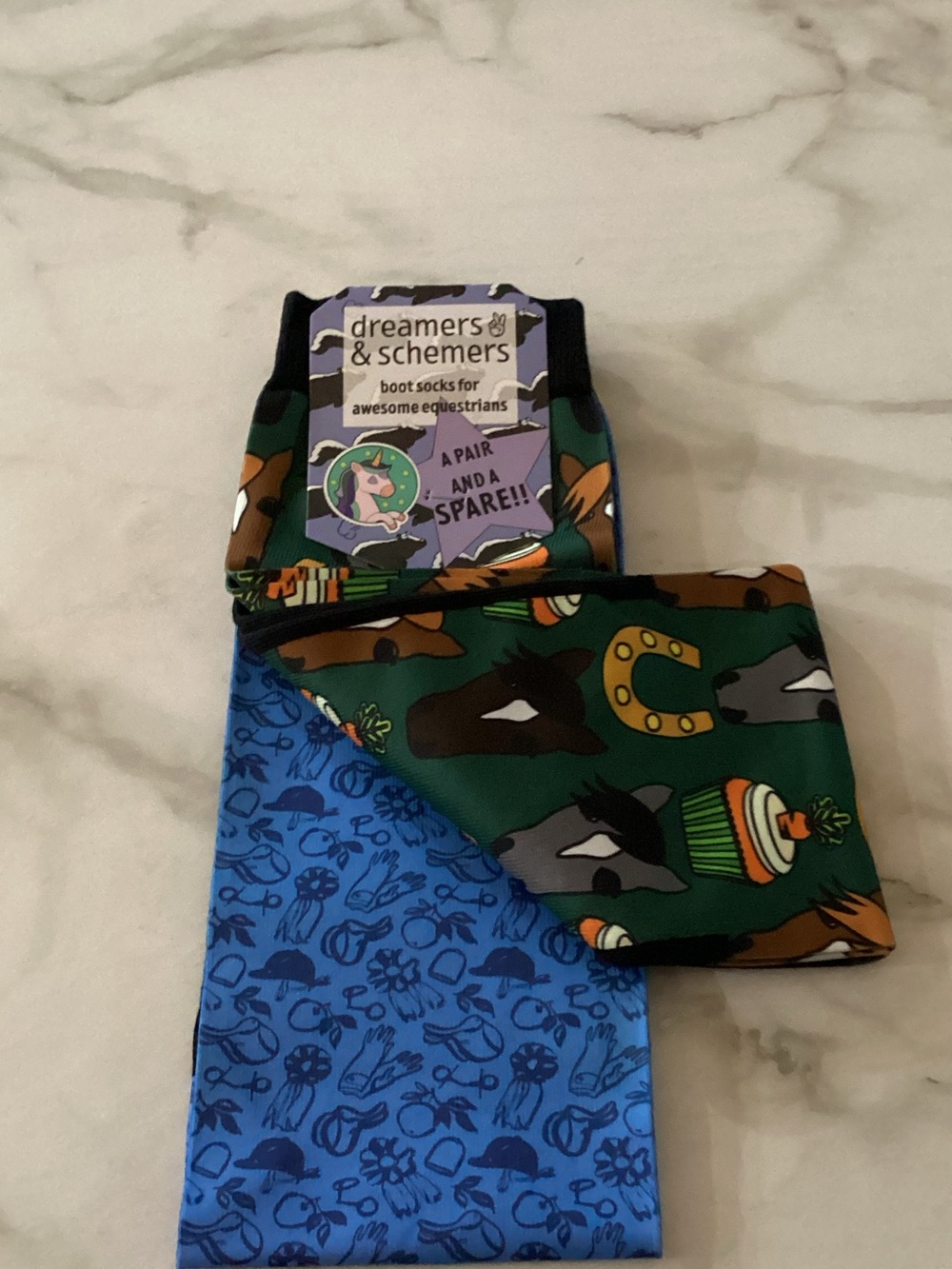 Dreamers & Schemers  Green & Blue Equestrian Boot Socks